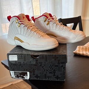 Air Jordan 12 Retro “Fiba”  White and Gold Sneakers
